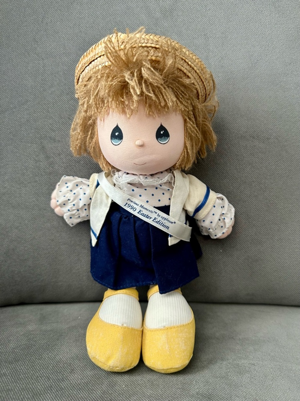 Precious Moments 1990 Easter Edition Doll Navy Dress | Jacket | Yellow Shoe